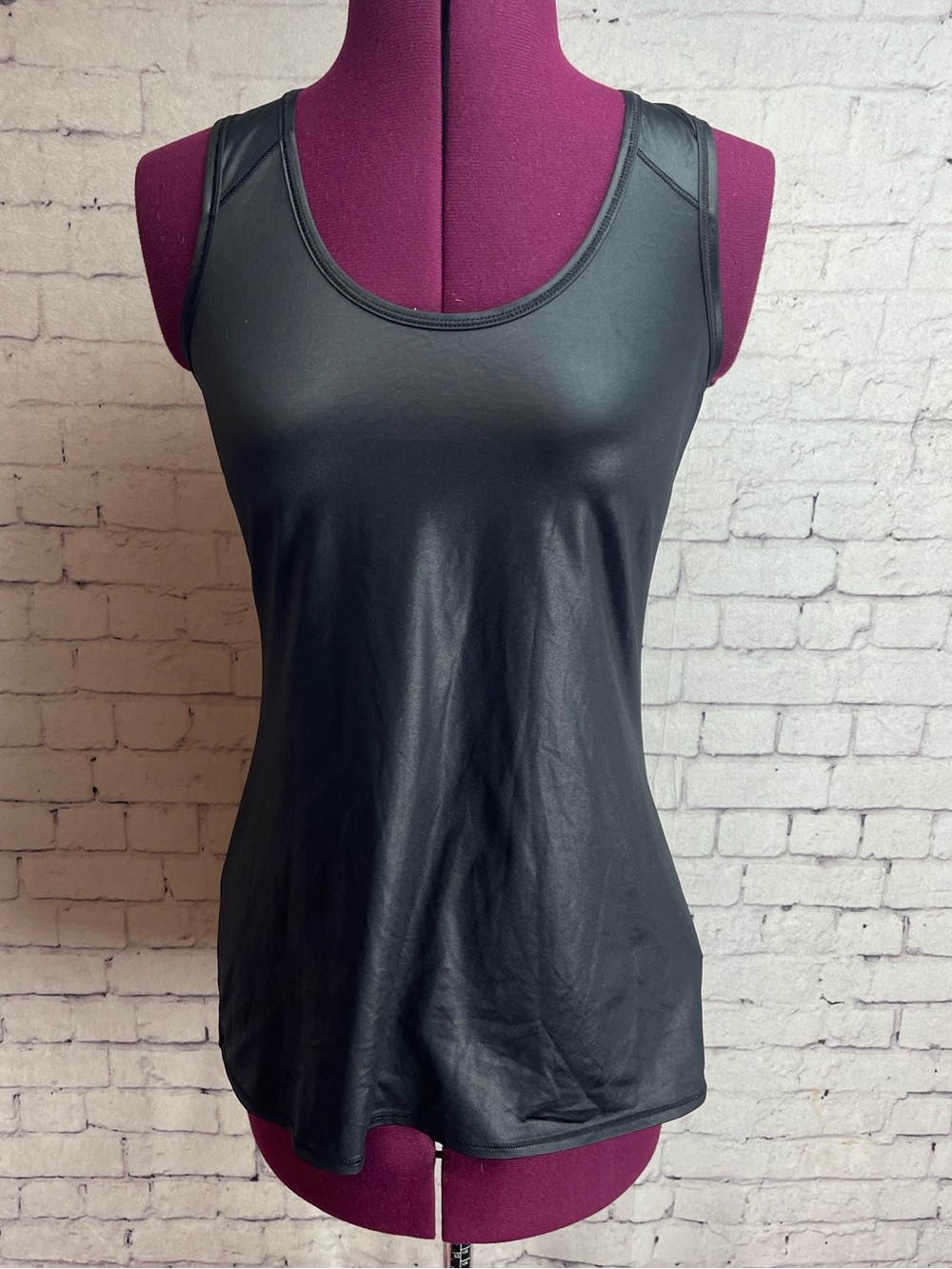 Calia black leather look tank top size small